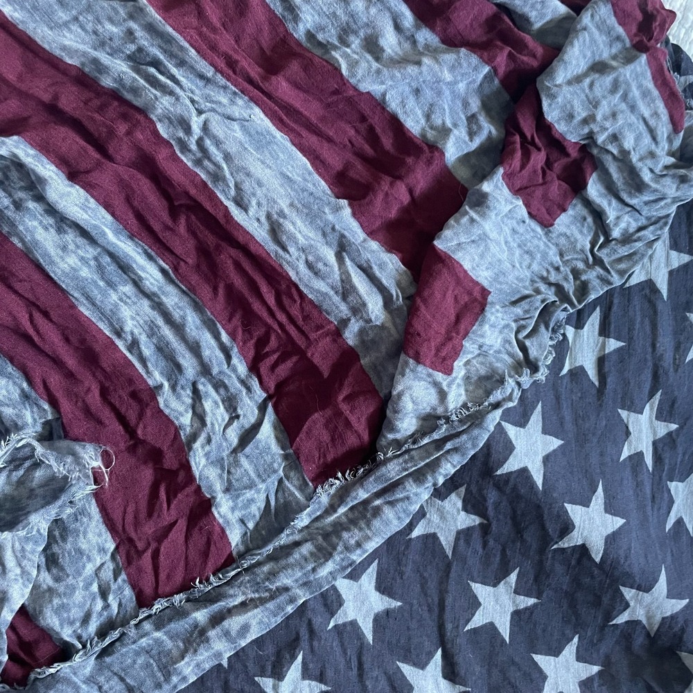 American Flag‎ Scarf Distressed 4th of July Woman's Infinity Wrap Blue 29"Length - Picture 8 of 10